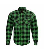 RIDERACT® Motorbike Flannel Shirt Green Reinforced Jacket with Aramid Li... - $119.99