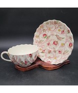 Vintage Rosebud Chintz Pink Vine Spode Coffee Tea Cup Mug &amp; Saucer Disco... - $13.52 CAD