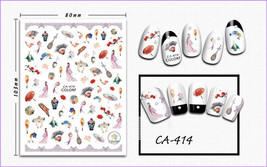 Nail art 3D stickers decal Fan sakura red fish vase birds japanese girl ... - $3.19