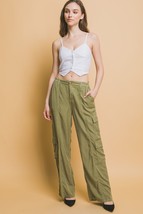 Women&#39;s Olive Full Length Tencel Pants With Cargo Pockets (L) - $28.22