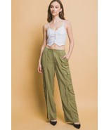 Women's Olive Full Length Tencel Pants With Cargo Pockets (L) - $28.22
