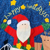 Vintage Applique Christmas Tree Skirt Santa Reindeer Large 48” Padded  - £31.63 GBP