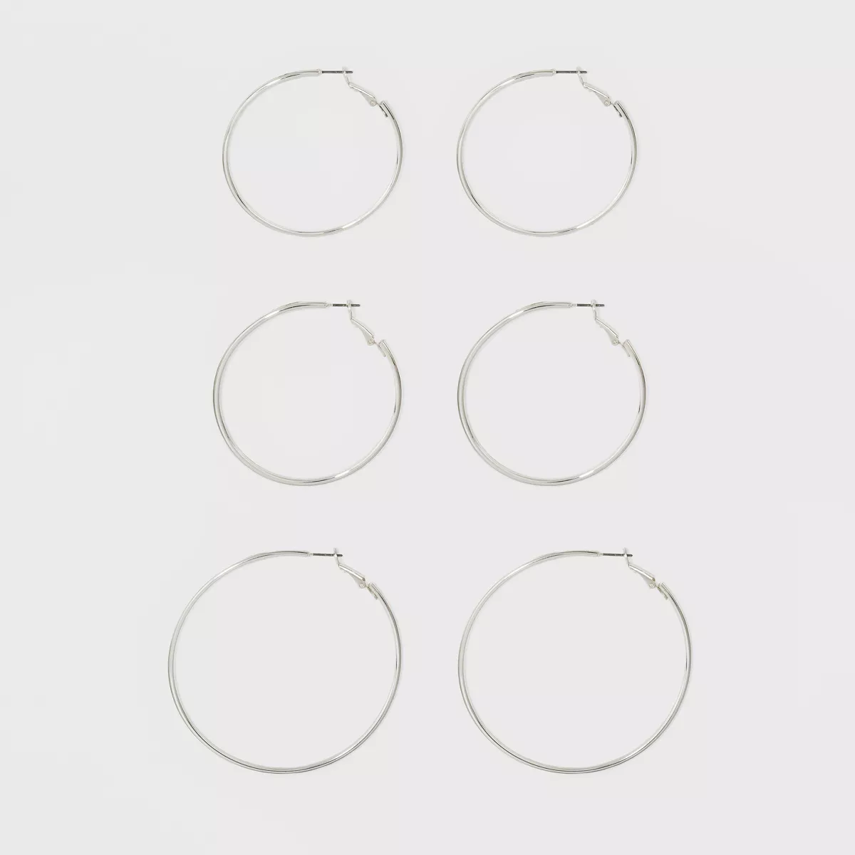 Thin Clickback Hoop Earring Set 3ct - A New Day™ Silver: Leverback Closu... - $298.05 MXN