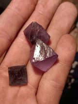 Fluorite Octahedral Purple Crystals, Natural Fluorite 3Pcs 23.8g 10mm - ... - £9.38 GBP