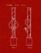 Water Pipe Patent Print - Burgundy Red - $7.95+