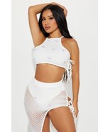 Fashion Nova Butterfly Escape Crochet Skirt Set - Ivory Size 1X - $40.66 CAD