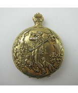 Vintage Pocket Watch Hunter Hunting Dogs Gold Tone Quartz UNTESTED SOLD ... - £15.97 GBP