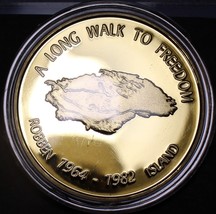 Nelson Mandela Gold Plated 40.2mm Proof Medallion~Read The Story~Robben Island - £15.46 GBP