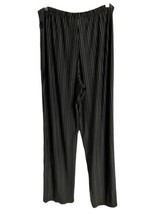 Chicos Slacks Womens Size M Black White Striped Long Knit Elastic Waist Pants - £10.25 GBP