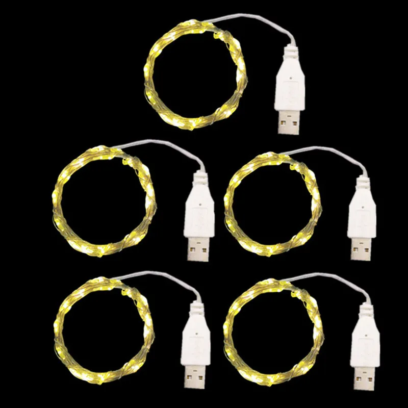 5Pcs USB Silver Filigree LED String Lights Fairy Christmas Lamp Decorations for  - £58.63 GBP