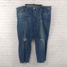 Torrid Jeans Womens 28R Blue Denim High Rise Straight Button Fly Stud Slit Ankle - £27.48 GBP