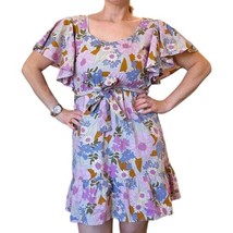 90s Y2K 6 8 Floral Summer Dress Belted Fit N Flare Flutter Retro India Cotton - £38.32 GBP