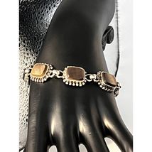 Vintage 925 Sterling Silver Square Gemstone Bracelet - $45.54