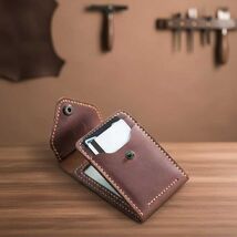 Leather Card Holder Wallet  Handmade Genuine Cowhide ID &amp; Credit Card Ca... - $35.00