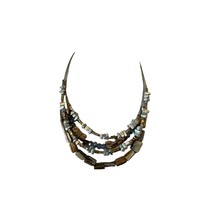 Abalone Necklace Shards of Tropical Abalone Shell and Beads Multi Strand Wire - £11.67 GBP