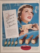 1950 Print Ad Hamilton Wrist Watch Lady Hopes for Watch from Lover Lanca... - $18.53