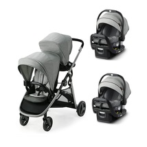 Graco Light Gray Double Sit N Stand Stroller Travel System w 2 Infant Car Seat - £1,124.31 GBP