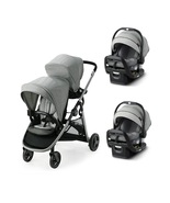 Graco Light Gray Double Sit N Stand Stroller Travel System w 2 Infant Ca... - £1,124.52 GBP