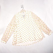 NWT CROWN &amp; IVY Sheer Dressy Cream &amp; Gold Blouse Shirt Women’s Size XL Holiday - £14.08 GBP