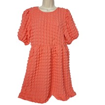 Forever 21 Babydoll Dress Size XL Solid Coral Textured Ruffles Short Sleeve - $28.30