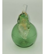 Murano Art Glass Green Pear Gold Flake 5&quot; - $1,992.72 MXN