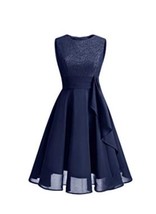 BeryLove Women&#39;s Chiffon Lace Bridesmaid Dress Short Ruched Prom Gown Navy XXL - £27.68 GBP