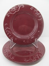 Demdaco Sapore 2004 Deb Hrabik Set Of 2 Hand Painted Red Salad Plates EUC - $29.99
