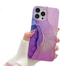 Anymob iPhone Case Violet Marble Pattern Shockproof Soft Silicone Protection Mob - £18.66 GBP