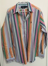 RALPH LAUREN Men&#39;s Oxford Classic Fit Multi Stripe Vintage Cotton Shirt Sz XL - £16.07 GBP