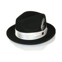 Men Bruno Capelo Hat Australian Wool Crushable Fedora Giovani Black White UN122 image 4