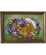 Lee Dublin-Three Kittens Watering Can-Original - $1,995.00