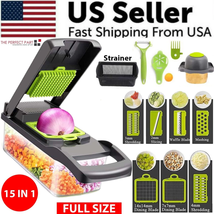 15-In-1 Vegetable Fruit Chopper Cutter Food Onion Veggie Dicer Slicer Ki... - £23.07 GBP