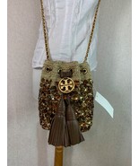 NEW Tory Burch Black Fleming Soft Crochet Jewel Mini Bucket Bag $598 - $598.00