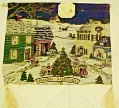 American Crafts Tapestry Wall Hanging Christmas Village Winter 13&quot; x 16&quot; - £6.94 GBP