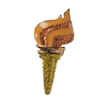 Olympic Torch Lapel Pin Hat Tie Pinback Gold Tone Glitter - $5.59