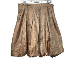 Metro 7 Satin Midi Skirt walnut Brown Womens Size 8 Balloon Hem Bottom - $24.74