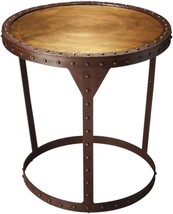 Side Table Metalworks Rubbed Brown Gold Distressed Black Iron Bronze - £838.36 GBP