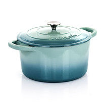 Crock-Pot Artisan 2 Piece 7 Quarts Enamled Cast Iron Dutch Oven in Aqua ... - $142.99