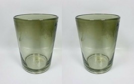 LOT OF 2 High Ball Glass Tumbler Green 3.5&quot;diam x 6&quot;H - CANVAS - $24.72