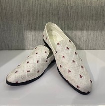 Mens Jutti ethnic Mojari Khussa wedding Indian Shoes US size 8-11 Chrome white - £29.25 GBP