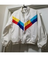 Vintage RHM Dock Wear Light-Weight Color Block Rainbow Beach Jacket Wome... - $63.21 CAD