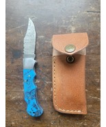 1907 Great Seal of the State of Oklahoma Blue Knife With Leather Sheath - $819.84 MXN