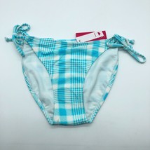 Xhilaration Bikini Bottom Tie Sides Textured Cheeky Blue White Plaid M - £7.78 GBP