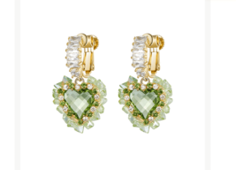 Green Heart Zircon Clip on Earrings - £44.77 GBP