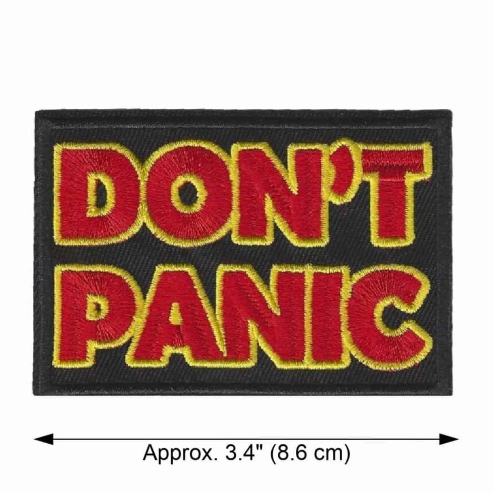 DON'T PANIC IRON ON PATCH 3.4" Embroidered Hitchhiker's Guide to the Galaxy NEW Item image 2