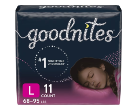 GoodNites Girls' Nighttime Bedwetting Underwear L 11.0ea - £23.59 GBP