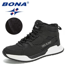 BONA 2020 New Designers Nubuck  Leather Ankle Snow Men Boots Plush Warm Casual B - £81.42 GBP