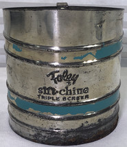 Vintage Foley Sift-Chine Flour Sifter Triple Screen,Teal Turquoise Bands... - £7.56 GBP