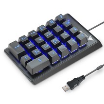 Number Pad, Mechanical Usb Wired Numeric Keypad With Blue Led Backlit 22 Key Num - £27.25 GBP
