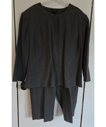 Womens Plus 20/22W Sigrid Olsen Gray Silk-Linen 2-Pc Outfit Cropped Pant... - $524.38 MXN